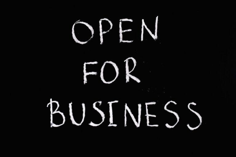 "OPEN FOR BUSINESS". sign